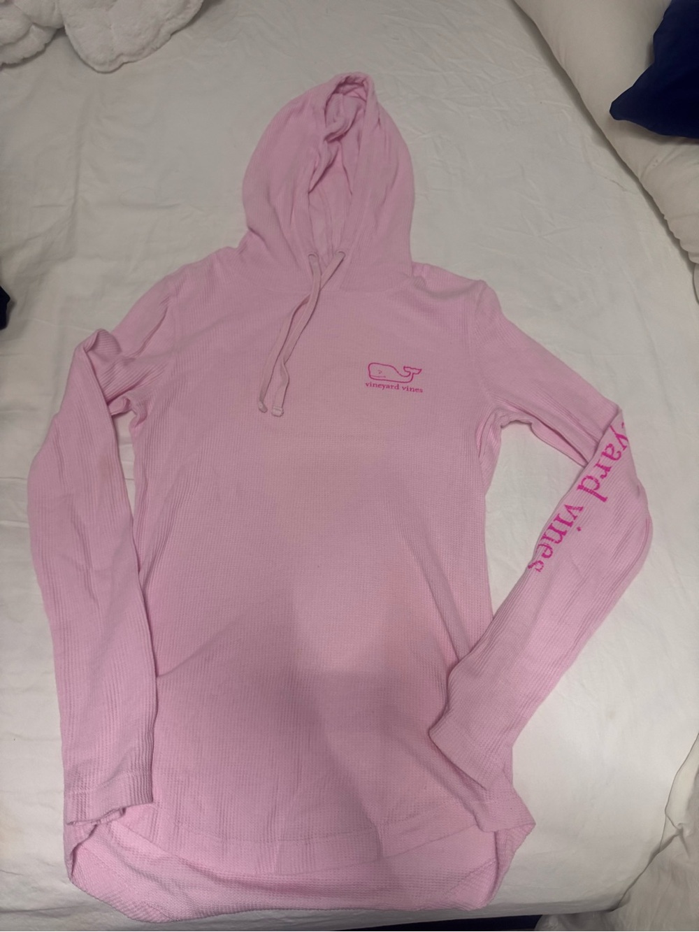 Vineyard Vines Light Pink Waffle-Knit Hooded Top